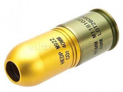 ARES SHELL GRENADE 40MM 80R GBB GOLD / GREEN Arsenal Sports