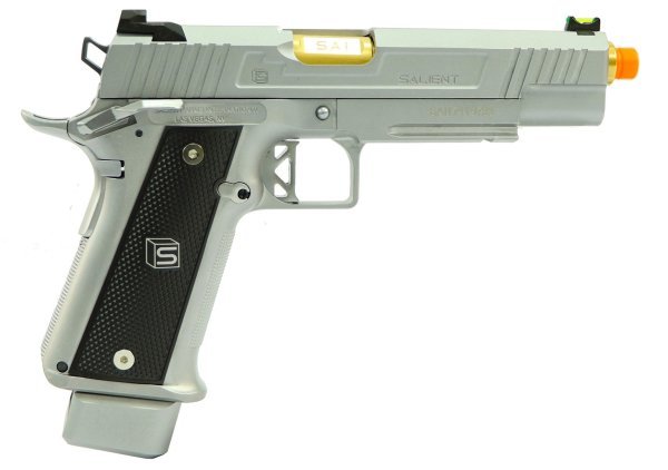 ARMORER WORKS / EMG ARMS / SALIENT ARMS GBB DS 5.1 ALUMINIUM BLOWBACK AIRSOFT PISTOL SILVER