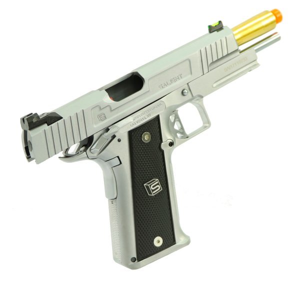 ARMORER WORKS / EMG ARMS / SALIENT ARMS GBB DS 5.1 ALUMINIUM BLOWBACK AIRSOFT PISTOL SILVER