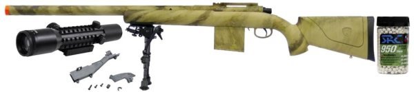 APS SPRING SNIPER APM40 435FPS BOLT ACTION AIRSOFT RIFLE ATACS-AU COMBO