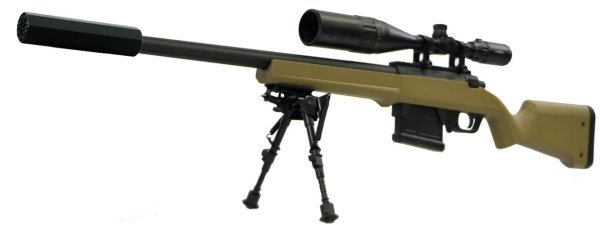 ARES / AMOEBA SPRING SNIPER AS01 550FPS AIRSOFT RIFLE DESERT COMBO