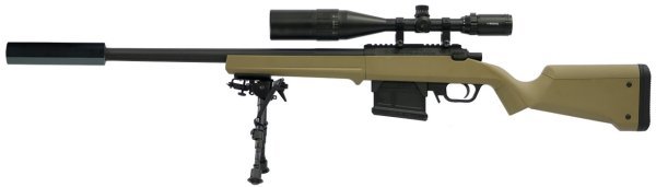 ARES / AMOEBA SPRING SNIPER AS01 550FPS AIRSOFT RIFLE DESERT COMBO