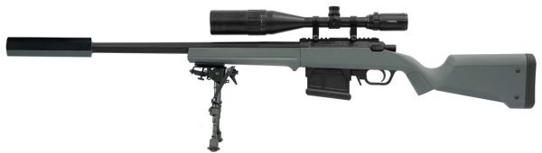 ARES / AMOEBA SPRING SNIPER AS01 550FPS AIRSOFT RIFLE URBAN GREY COMBO
