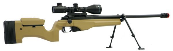 ARES GBBR SNIPER MSR-009 450 FPS BLOWBACK AIRSOFT RIFLE DESERT COMBO