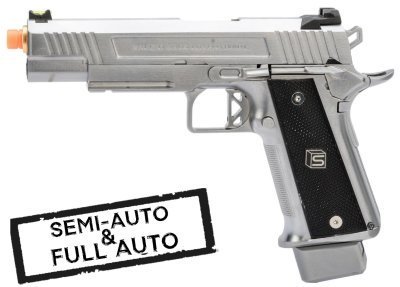 ARMORER WORKS / EMG ARMS / SALIENT ARMS GBB 2011 4.3 FULL AUTO BLOWBACK AIRSOFT PISTOL SILVER Arsenal Sports