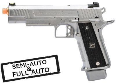 ARMORER WORKS / EMG ARMS / SALIENT ARMS GBB 2011 5.1 FULL AUTO BLOWBACK AIRSOFT PISTOL SILVER Arsenal Sports