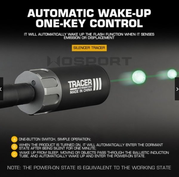 WOSPORT TRACER FLASH 8.8CM 14MM CCW REMOVABLE BATTERY BLACK