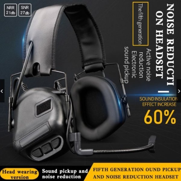 WOSPORT ELECTRONIC COMUNICATION HEARING PROTECTOR HEADSET NRR21 & TACTICAL PTT ICOM PLUG