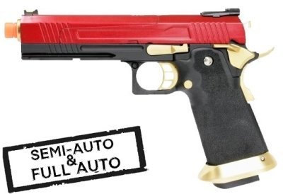ARMORER WORKS GBB HI-CAPA FULL AUTO AW-HX1034 BLOWBACK AIRSOFT PISTOL BLACK / RED Arsenal Sports