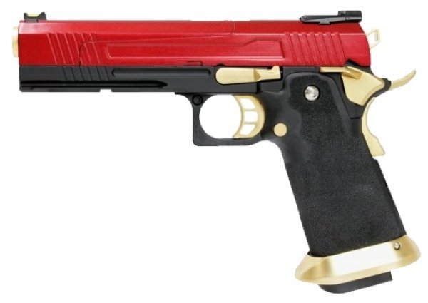 ARMORER WORKS GBB HI-CAPA FULL AUTO AW-HX1034 BLOWBACK AIRSOFT PISTOL BLACK / RED