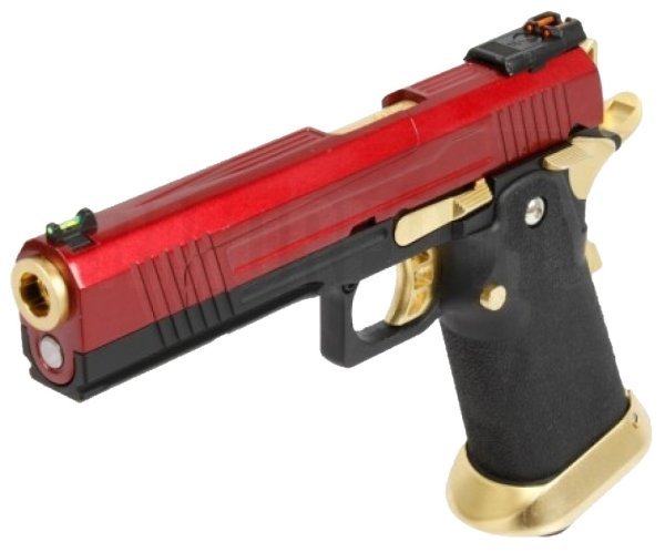 ARMORER WORKS GBB HI-CAPA FULL AUTO AW-HX1034 BLOWBACK AIRSOFT PISTOL BLACK / RED