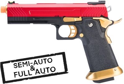ARMORER WORKS GBB HI-CAPA FULL AUTO AW-HX1134 BLOWBACK AIRSOFT PISTOL BLACK / RED Arsenal Sports