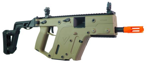 KRISS VECTOR AEG SMG RIFLE BY KRYTAC BLACK WITH TAN CUSTOM PAINT ARSENAL SPORTS