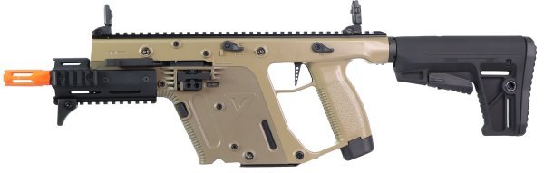 KRISS VECTOR AEG SMG RIFLE BY KRYTAC WITHE WITH TAN CUSTOM PAINT ARSENAL SPORTS