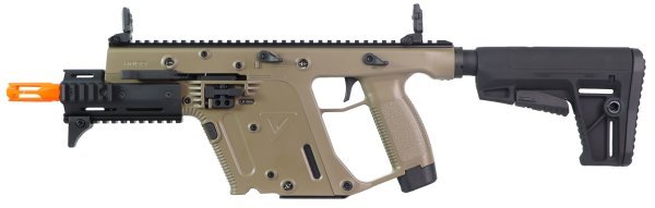 KRISS VECTOR AEG SMG RIFLE BY KRYTAC WHITE WITH TAN CUSTOM PAINT ARSENAL SPORTS
