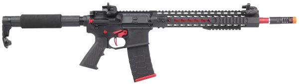 APS AEG ASR 2E115X 1.0 THREE GUN CUSTOM SILVER EDGE BLOWBACK AIRSOFT RIFLE RED / BLACK