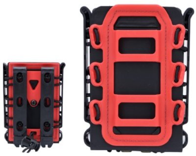 WOSPORT SCORPION STYLE SOFT SHELL MAGAZINE POUCH FOR 5.56 / 7.62 BLACK RED Arsenal Sports