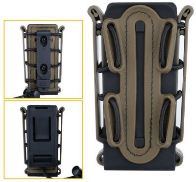 WOSPORT SCORPION STYLE SOFT SHELL MAGAZINE POUCH FOR 9MM BLACK TAN Arsenal Sports