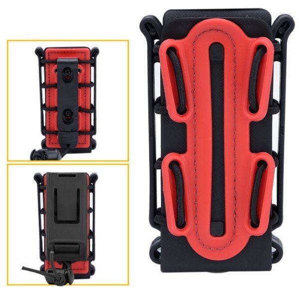 WOSPORT SCORPION STYLE SOFT SHELL MAGAZINE POUCH FOR 9MM BLACK RED