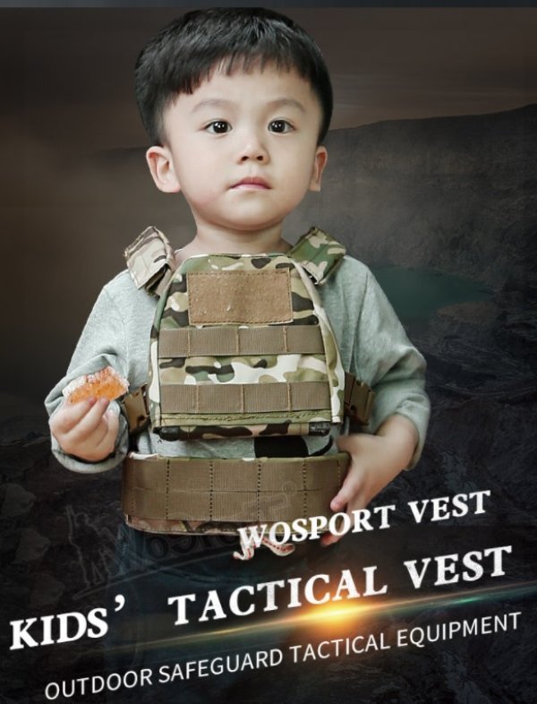 WOSPORT CHILD TACTICAL VEST SMALL BLACK