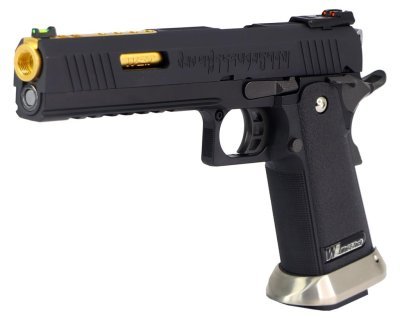 WE GBB HI-CAPA 6 IREX COMPETITION FULL-AUTO WITH MARKINGS BLOWBACK AIRSOFT PISTOL BLACK / GOLD Arsenal Sports