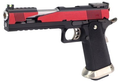 WE GBB HI-CAPA 6 T-REX COMPETITION ALPHA LONG SLIDE FULL-AUTO BLOWBACK AIRSOFT PISTOL BLACK / RED Arsenal Sports