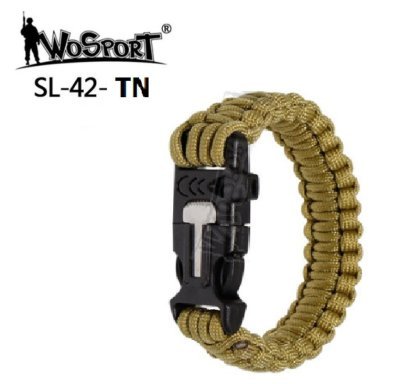 WOSPORT SURVIVAL PARACORD BRACELET WITH FIRE STARTER TAN Arsenal Sports
