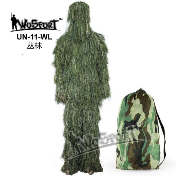 WOSPORT GHILLIE SUIT BURRS CAMOFLAGE WOODLAND