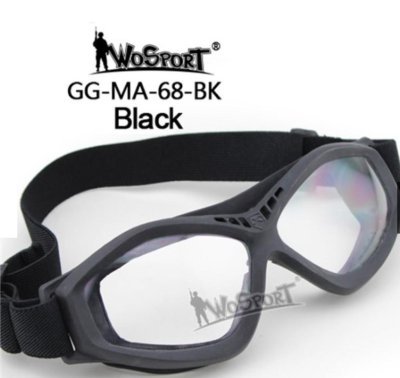WOSPORT SHOOTING TACTICAL PROTECTIVE CLEAR LENS GOGGLES BLACK Arsenal Sports