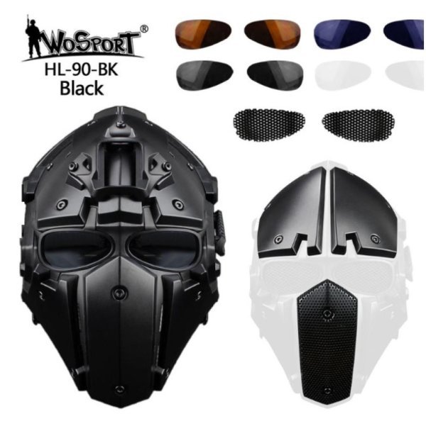 WOSPORT FULL FACEMASK TACTICAL HELMET WITH FAN OBSIDIAN BLACK