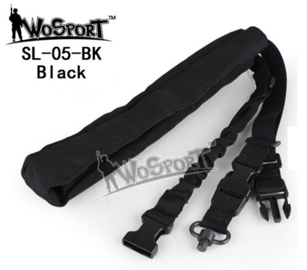 WOSPORT TACTICAL ELASTIC SINGLE POINT QD QUICK RELEASE SLING BLACK