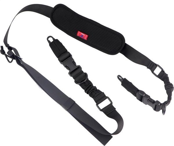 TACBULL TWO POINT SLING WITH LENGTH QUICK-ADJUST ADAPTER FOR RIFLES (WITH HOOKS) BLACK