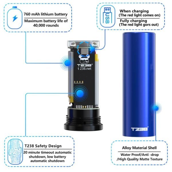 T238 TRACER BLUE CAN RGB SHORT FOR NERF DARTS / GEL BLASTER / AIRSOFT