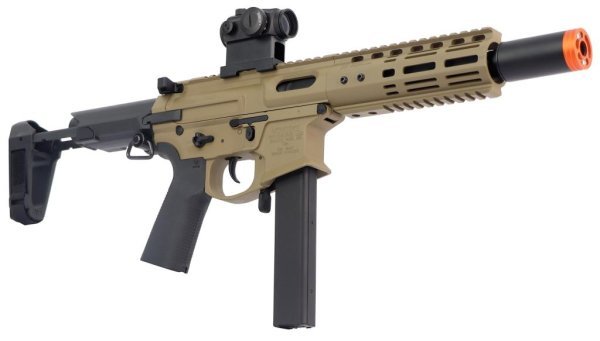 APS / EMG / NOVENSKE AEG SPACE INVADER CARBINE TRAINING WITH SILVER EDGE AIRSOFT RIFLE DESERT COMBO