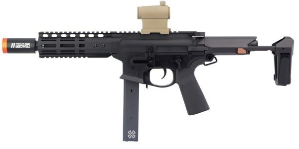 APS / EMG / NOVENSKE AEG SPACE INVADER CARBINE TRAINING WITH SILVER EDGE AIRSOFT RIFLE BLACK COMBO