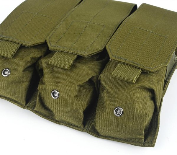 WADSN MAGAZINE VELCRO CLOSED POUCH TRIPLE MOLLE OD GREEN