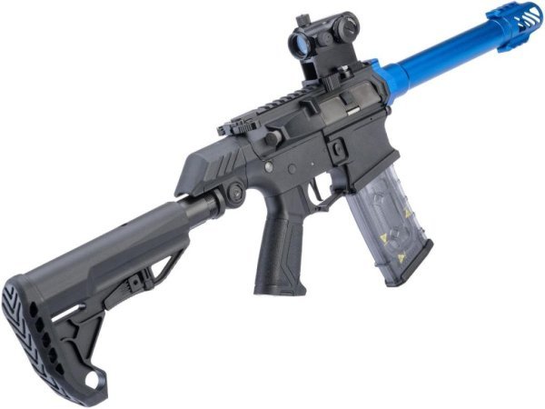 G&G AEG SSG-1 USR WITH VARIABLE ANGLE STOCK AND ETU AIRSOFT RIFLE BLUE