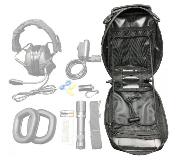 EARMOR MULTIFUNCTION TACTICAL MOLLE POUCH FOR EARMUFF WITH HANDLE FOR CARRY BLACK
