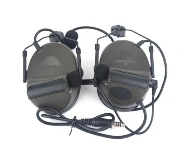 WADSN HEADSET COMTAC II WITH NEW HELMET ADAPTER OD GREEN