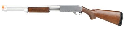 S&T ARMAMENT SPRING BOLT ACTION M870 LONG AIRSOFT RIFLE WOOD / SILVER Arsenal Sports