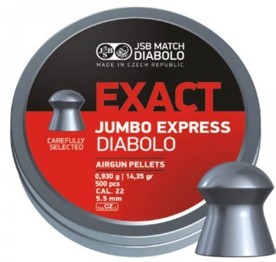 JSB DIABOLO AIRGUN PELLETS .22 / 5.5MM EXACT JUMBO EXPRESS 0.930G / 14.35GR 500PCS Arsenal Sports