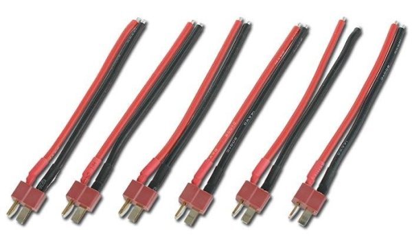 KINGARMS LARGE T-TYPE BATTERY PLUG WITH WIRES 6PCS